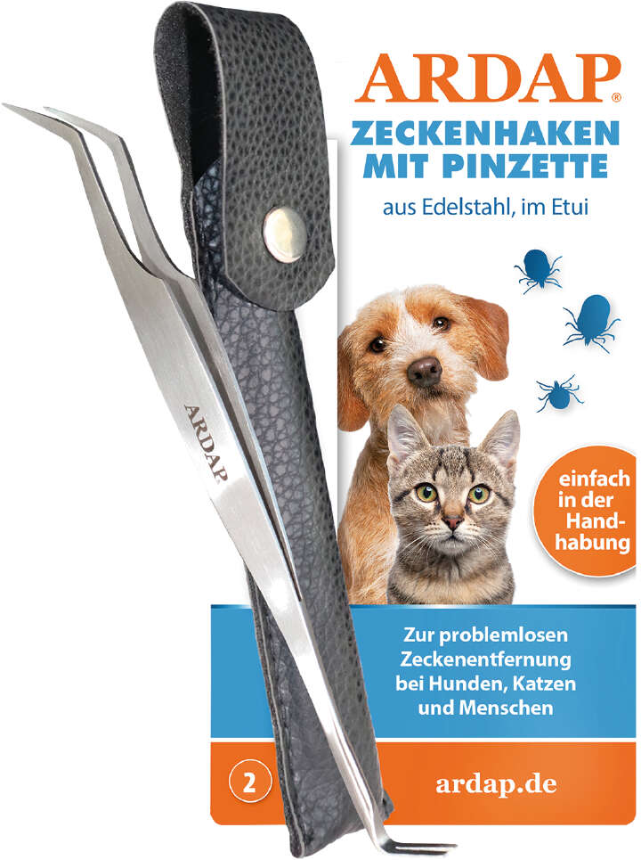 ARDAP Zeckenzange mit Pinzette aus Edelstahl